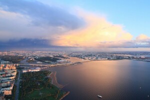 Вид на город с башни Лахта Центра, Санкт-Петербург - веб камера