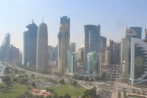 Панорама центра города из отеля Sheraton Grand Doha 5*, Доха, Катар - веб камера