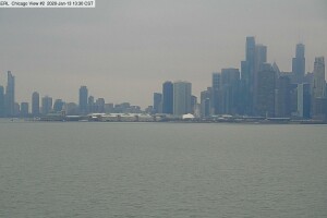 Панорама побережья и пирс Нэви Пиер, Чикаго, Иллинойс - веб камера
