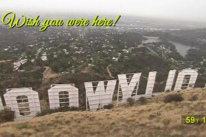 Буквы Hollywood с высоты, Голливуд, Лос-Анджелес - веб камера