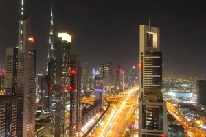 Вид на район небоскребов с высоты, Дубай, ОАЭ - веб камера