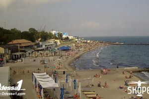 Пляж Ланжерон и Черное море, Одесса, Украина - веб камера